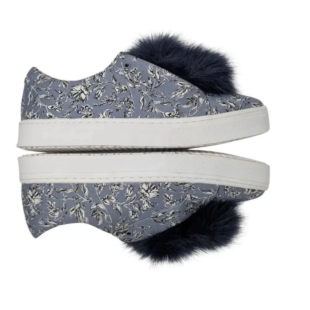 Sam Edelman 11 Blue Leya Pompom Sneaker Slip On Boho Maximal Floral EU 41 UK 9